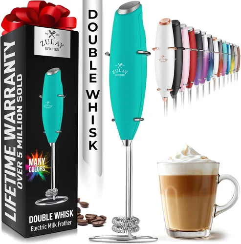 Miniatura 594 de Zulay Milk Boss Espumador de leche potente manual, hace espuma para latte, batidor para mezclar bebidas, café, miniespumador para capuchino, frappé