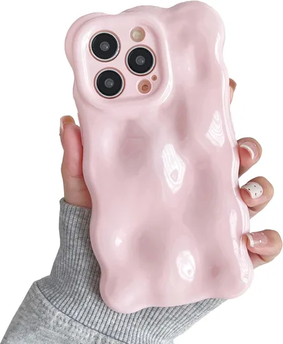 Miniatura 27 de XIZYO Funda para iPhone 13 de 6.1 pulgadas, bonito patrón de ondas, estético, 3D, rizado, ondulado, chapado en purpurina, para mujeres y niñas, Azul