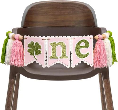Cartel para silla alta del Día de San Patricio, suministros para fiesta de primer cumpleaños, letrero de trébol de cuatro hojas, accesorios de fondo