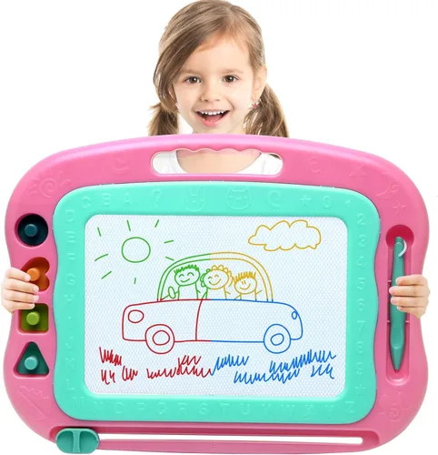 Miniatura 7 de Tablero de Dibujo Magnético, Tablero Grande de Garabatos Juguetes para Niñas y Niños de 3 4 5 6 7 Años Regalo para Niños Etch A Sketch Colorido Azul
