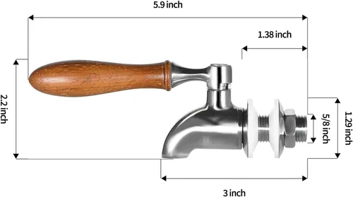 Miniatura 3 de Paquete de 2 dispensadores de bebidas de acero inoxidable para tarros de vidrio, jarra de agua, se adapta a apertura de 5/8 pulgadas, acabado