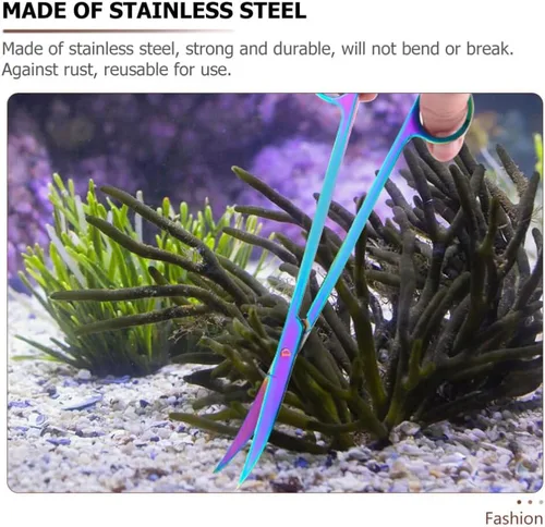 Miniatura 5 de POPETPOP Tijeras curvadas para acuario recortador de plantas subacuáticas Depósito de peces Herramienta de paisajismo de recorte de poda