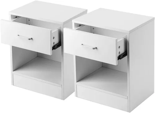 Miniatura 8 de Juego de 2 mesitas de noche con cajón de almacenamiento para el hogar, dormitorio, oficina