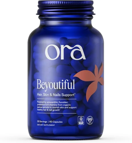 Ora Organic Beyoutiful - Suplemento de belleza con vitaminas B y biotina para un cabello saludable, niacina para la salud de la piel, 60 cápsulas