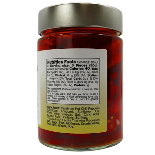 Miniatura 2 de L'Oro Del Sud Pimientos enteros de Calabria certificados auténticos, chiles enteros en aceite, 9.8 oz (280 g), cultivados y envasados en Calabria