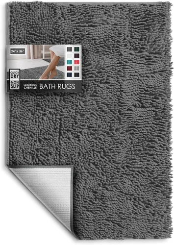 Miniatura 89 de Hearth & Harbor Alfombras de baño, tapete de baño de chenilla - Alfombras de baño lavables a máquina para baño con respaldo antideslizante de goma