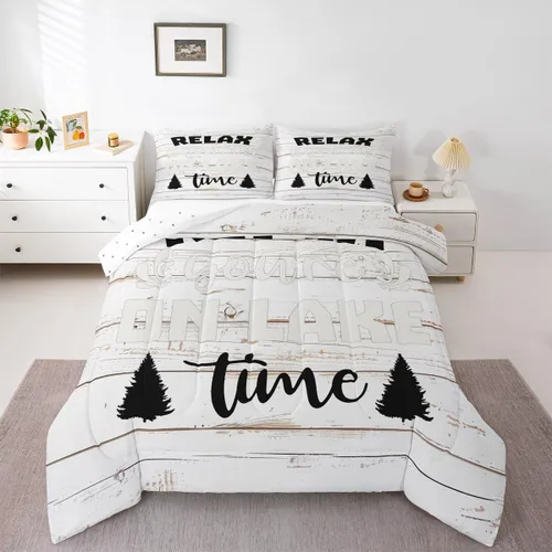 Miniatura 12 de Erosebridal Juego de edredón de reglas del lago, juego de ropa de cama tamaño matrimonial, edredón rústico para niños y niños, decoración de cabaña