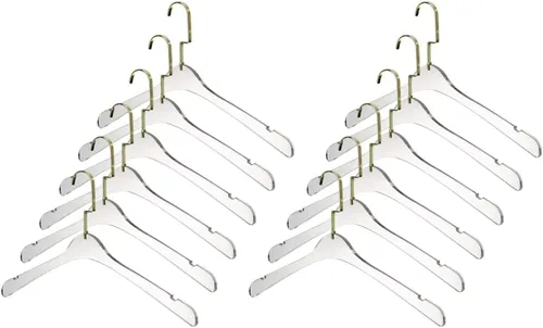 Miniatura 7 de YBM HOME Perchas acrílicas transparentes de calidad hechas de acrílico transparente para un aspecto y tacto lujosos para el armario, perchas