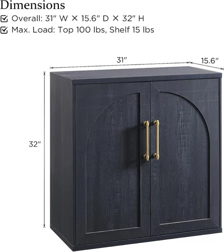 Miniatura 2 de ACCOHOHO Aparador de puerta arqueada, gabinete de buffet, gabinete de acento con estante ajustable, gabinete modular de madera para comedor, sala