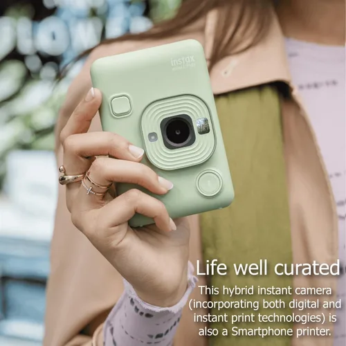 Miniatura 5 de Paquete de cámara instantánea híbrida Fujifilm INSTAX Mini LiPlay con 20 hojas de película Fujifilm INSTAX Mini, tarjeta microSD de 32GB, cable