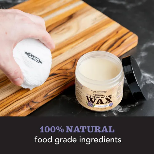 Miniatura 4 de CLARK'S Cera para tabla de cortar, mantequilla de madera 2 en 1 y aceite mineral de grado alimenticio con cera de abejas, acondicionador de bloque