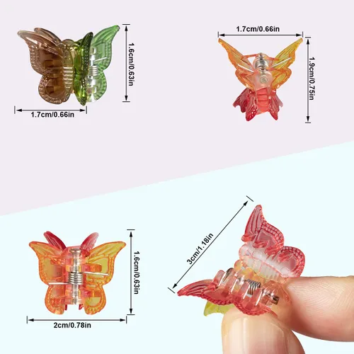 Miniatura 2 de 50 pinzas para el cabello de mariposa, pinzas para el cabello para mujeres y niñas, mini pinzas para el cabello de color gelatina, accesorios