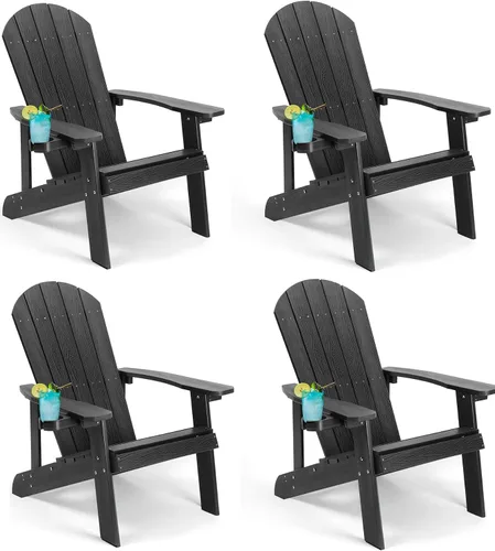 Miniatura 12 de Silla Adirondack, sillas de plástico resistentes a todo tipo de clima, con soporte para tazas, 5 pasos fáciles de instalar, sillas de exterior