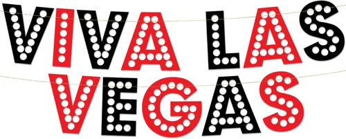 Viva Las Vegas - Cartel con purpurina roja y negra preencordada, decoraciones de despedida de soltera para ella, suministros de fiesta, recuerdos y