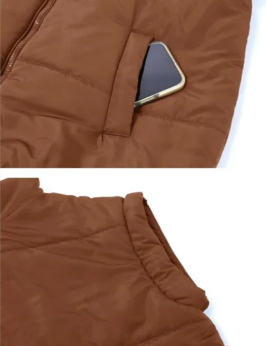 Miniatura 6 de APAFES Chaleco acolchado de invierno para mujer, ligero, cuello alto, manga corta, acolchado, con bolsillos