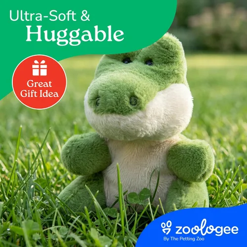 Miniatura 6 de The Petting Zoo Peluche de cocodrilo, regalos para niños, animales de vida silvestre Nuggetz, juguete de peluche de cocodrilo verde de 6 pulgadas