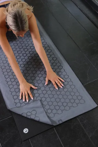 Miniatura 4 de Eunzel Toalla de yoga para yoga caliente, toalla antideslizante de doble cara con agarre de silicona, toalla de microfibra absorbente para yoga