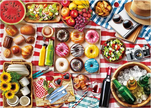BenBen Rompecabezas para adultos de 1000 piezas, rompecabezas de picnic de primavera con patrones en la parte posterior, rompecabezas desafiantes