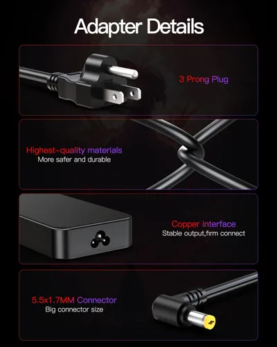 Miniatura 6 de Superer Nuevo cargador delgado de 135 W para portátil Acer Nitro 5 Gaming AN515-54 AN515-55 AN515-53 AN515-51 AN515-43 AN515-44, Nitro V15 V16 V17