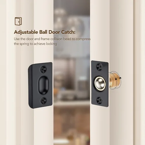 Miniatura 7 de Ravinte Pestillo de puerta de bola ajustable, pestillo de puerta con rodamiento de bolas de armario, cuerpo de latón macizo y placa de acero Negro