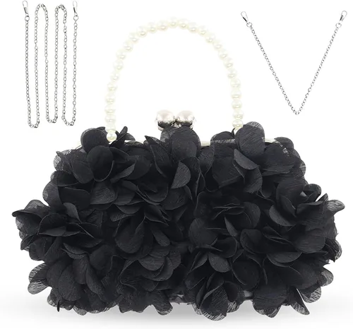 Elegante bolso de noche para mujer, pequeño bolso de mano floral con cadena desmontable para bodas, fiestas, bailes de graduación
