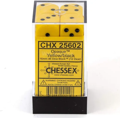 Miniatura 2 de DND - Juego de dados Chessex D&D de 0.630 in, juego de dados poliédricos de plástico opaco amarillo y negro, para dados de mazmorras y dragones