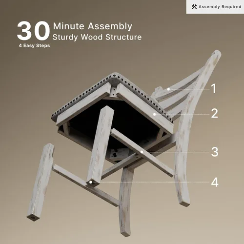 Miniatura 7 de Signature Design by Ashley Valebeck Farmhouse - Silla de comedor acolchada, 2 unidades, borde de cabeza de clavo, tapicería de tela, madera maciza
