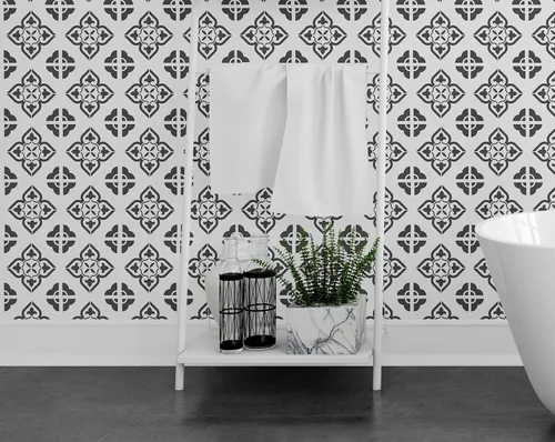 Miniatura 7 de Juego de 16 plantillas de azulejos españoles (8 x 8 pulgadas) patrones auténticos para suelo y pared, plantillas de azulejos reutilizables