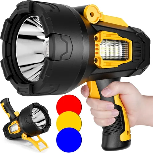 Foco Recargable, 99000 Lúmenes Foco LED Súper Brillante con Luz Cob y Trípode Plegable, 10000 mAh Focos de Largo Tiempo de Funcionamiento, Foco de