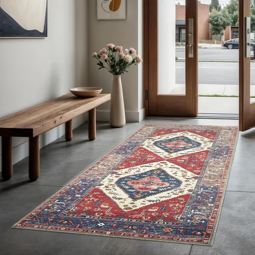 Miniatura 94 de GLN Rugs Bohemian Collection - Alfombra de felpilla lavable a máquina, bohemio vintage, antideslizante, alfombra de felpilla de pelo bajo, alfombra