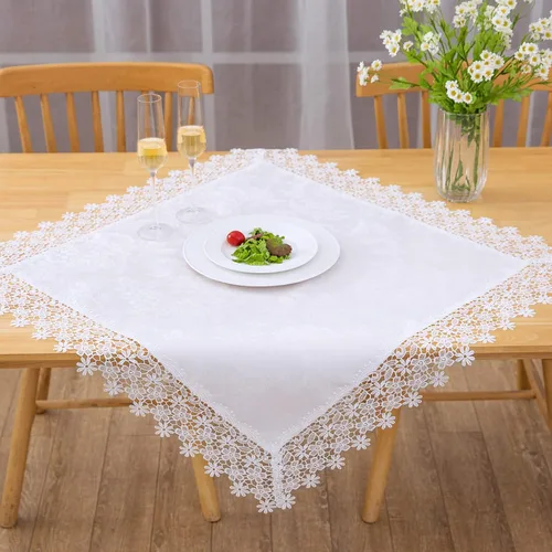 Miniatura 18 de Camino de mesa rectangular de granja de encaje beige premium, impermeable, a prueba de aceite, a prueba de derrames, antiencogimiento, suave