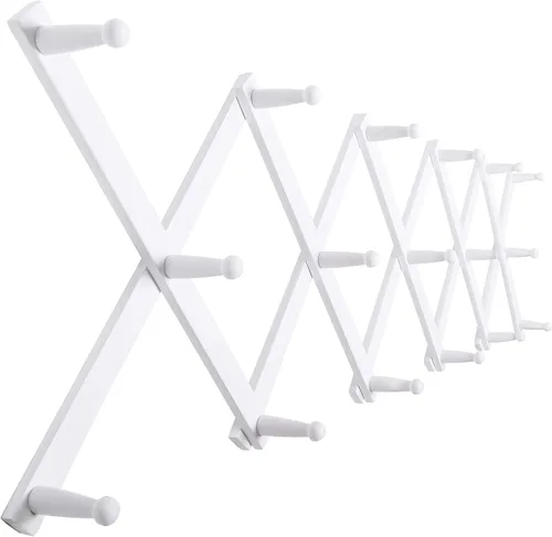 Miniatura 22 de SKOLOO Perchero para sombreros de pared con 17 ganchos, madera maciza, moderno, ampliable, perchero de pared para abrigos, sombreros, bolsos, gorras