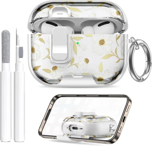 Miniatura 31 de Funda compatible con Airpods Pro 3 (2025) con soporte para teléfono y kit de limpieza, bonito clip de silicona suave para Apple AirPods Pro de 3ª