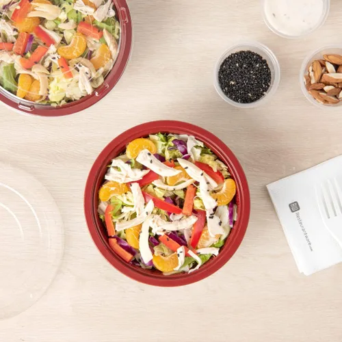 Miniatura 7 de Restaurantware Tazones de plástico para alimentos de 18 onzas, 200 recipientes desechables con tapa, aptos para Mircowave, sin BPA, cuencos