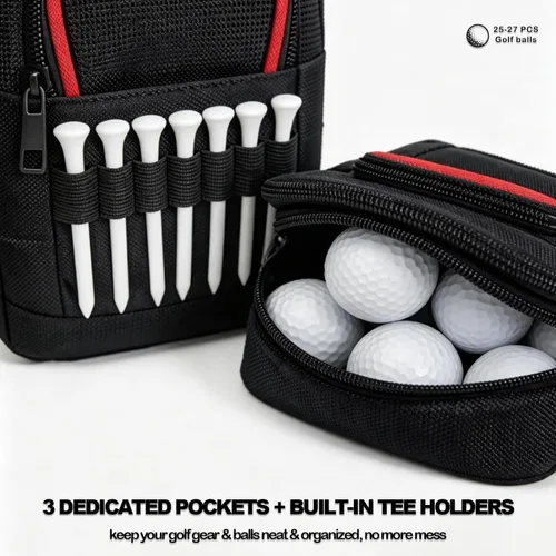 Miniatura 3 de Bolsa organizadora de accesorios de golf, bolsa portátil de objetos de valor de golf, bolsa de almacenamiento con múltiples bolsillos