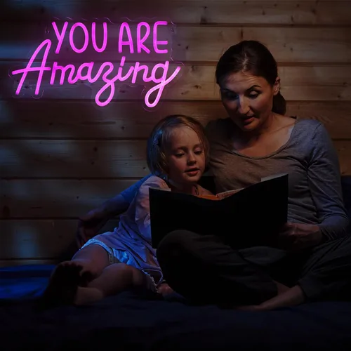 Miniatura 6 de Hoolerry Letrero de neón con texto en inglés «You Are Amazing Light» para dormitorio, luz LED de neón rosa, para cumpleaños, niñas, fiesta, pared
