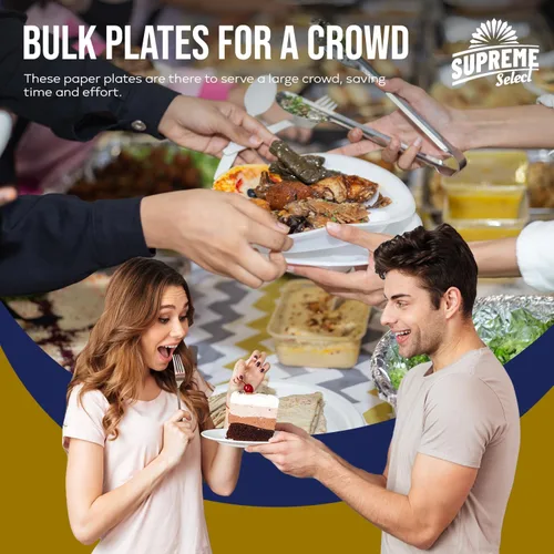 Miniatura 7 de Platos de papel desechables a granel [Juego de 100 6 pulgadas] Plato grande blanco sin recubrimiento, ideal para fiestas de cumpleaños, bodas