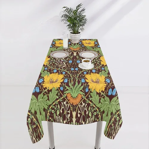 Miniatura 160 de Mantel Floral Retro de Pájaros, Diseño Original Bohemio William Morris Estampado Cubierta de Mesa para Hogar Picnic Fiesta Comedor Cocina William