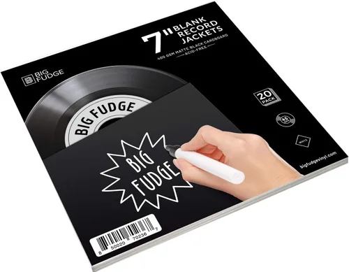 BIG FUDGE Pro Blank Album Jackets - 7 pulgadas x negro - 20 cubiertas de discos de vinilo (400 gsm) - Cubierta de álbum para discos - Mangas