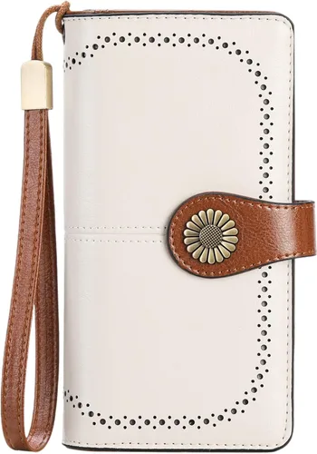 Miniatura 10 de SENDEFN Billeteras de cuero para mujer, tarjetero de crédito con bloqueo RFID, pulsera de gran capacidad with RFID Blocking, Large Capacity