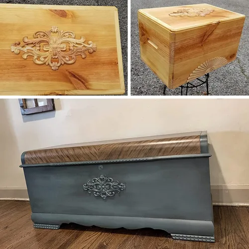 Miniatura 7 de MUXSAM Apliques de madera tallados para muebles, 1 calcomanía sin pintar para puerta, pared, techo, armario, tocador, espejo, cama, mantel, banco, 1