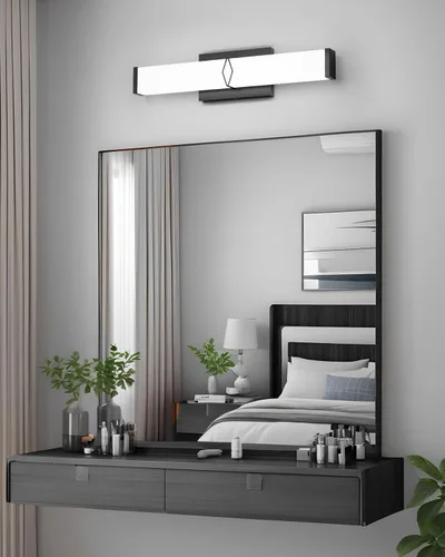 Miniatura 8 de Lámparas de baño sobre espejo, luces modernas de tocador de 16 pulgadas para baño, barra de luz LED regulable de 20 W, 2000 lm, accesorios de Negro