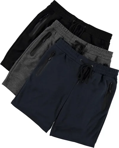 Miniatura 2 de PURE CHAMP Pantalones cortos casuales de algodón de rizo francés para hombre, paquete de 3 unidades, pantalones cortos de gimnasio