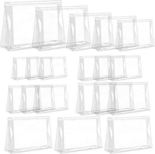 Miniatura 8 de Arroyner Mini bolsa de maquillaje transparente, 15 piezas, pequeñas bolsas de cosméticos de plástico transparente con cremallera, bolsa