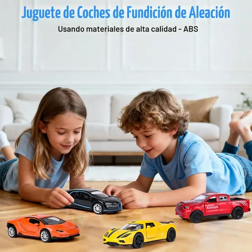 Miniatura 3 de Paquete de 4 autos de juguete, 1/36 de metal fundido a presión con puertas abiertas, juego de autos de juguete para niños de 3, 4, 5, 6, 7, 8, 9