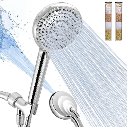 Cabezal de ducha de alta presión con mano, cabezal de ducha de 10 modos con cuentas de filtro de varias etapas para agua dura, suave con la piel y