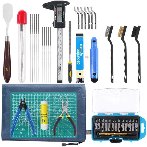El kit de herramientas de impresión 3D de 42 piezas incluye herramienta Depur, herramienta de limpieza y extracción con bolsa de almacenamiento,
