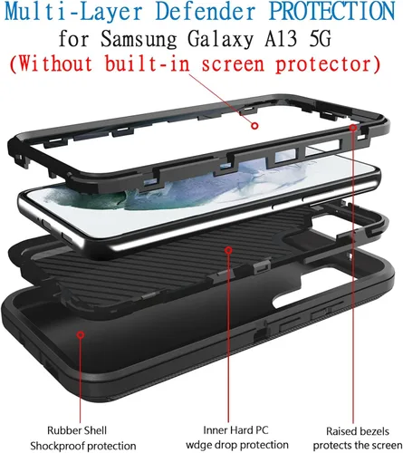 Miniatura 3 de Funda para Samsung Galaxy A13 5G (no para A13 4G), funda de teléfono [grado militar] 3 en 1 a prueba de golpes, resistente protección contra golpes