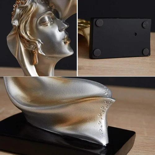 Miniatura 7 de Las estatuas de los amantes de los besos, regalo de boda adecuado, para armario de escritorio, decoración del hogar, altura 10.2 pulgadas (champán)