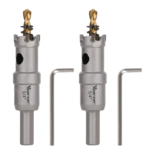 Miniatura 57 de Sierra perforadora de carburo de 1-1/2 pulgadas (1.496 in) para metal duro, cortador de agujeros con punta de carburo de tungsteno con broca piloto